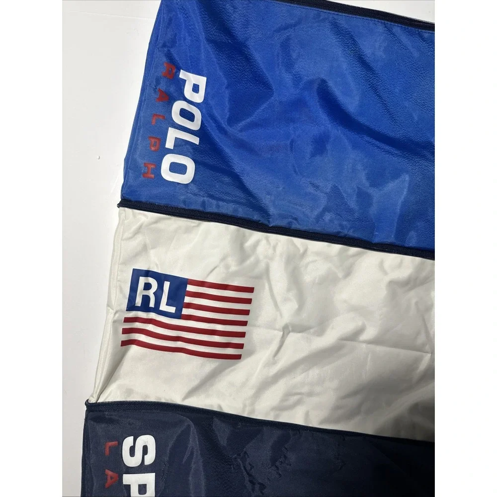 Vintage Polo Sport Ralph Lauren Tote Blue White Expandable Duffle Bag Strap 30in